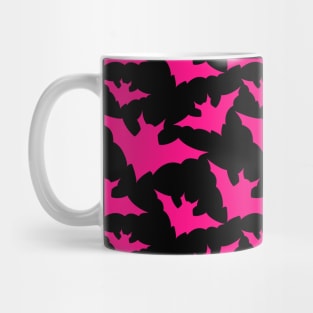 Halloween hot pink bats black cool spooky silhouette pattern Mug